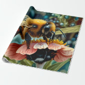 Papier inpakken met bijen verzamelen Pollen (Uitgerold)