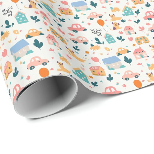 Papier inpakken met leuk en kleurrijk patroon (Rol Hoek)