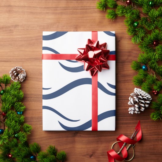 Papier JAPANS NAVY BLUE WAVE PATROON (Feestdagen Geschenken)