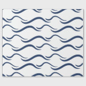 Papier JAPANS NAVY BLUE WAVE PATROON (Vlak)
