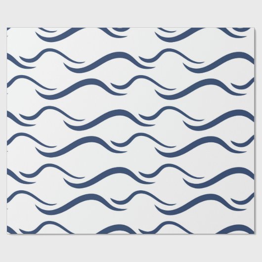 Papier JAPANS NAVY BLUE WAVE PATROON (Vlak)