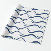 Papier JAPANS NAVY BLUE WAVE PATROON (Uitgerold)