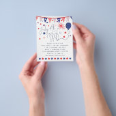 PAPIER Juli 4e Rode Blauwe Stars Manuscript Nodig  Flyer (Hand)