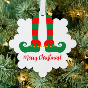Papier Kerst foto ornament met jolly elfvoeten Kaart