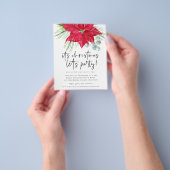 PAPIER | Kerstfeest in Poinsettia Uitnodiging Flyer (Hand)