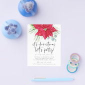 PAPIER | Kerstfeest in Poinsettia Uitnodiging Flyer (Enkel)
