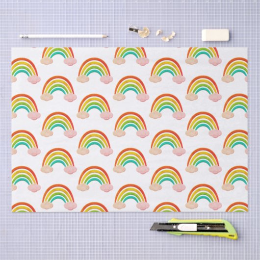 papier knippen regenboog en wolken (Craft)