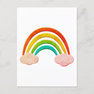 papier knippen regenboog en wolken briefkaart