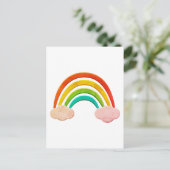 papier knippen regenboog en wolken briefkaart (Staand voorkant)