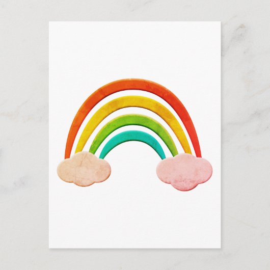 papier knippen regenboog en wolken briefkaart (Voorkant)
