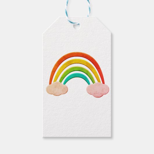  papier knippen regenboog en wolken cadeaulabel (Voorkant)