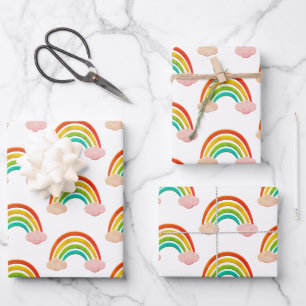 papier knippen regenboog en wolken inpakpapier vel