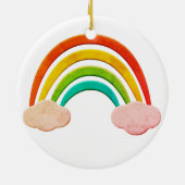  papier knippen regenboog en wolken keramisch ornament (Achterkant)