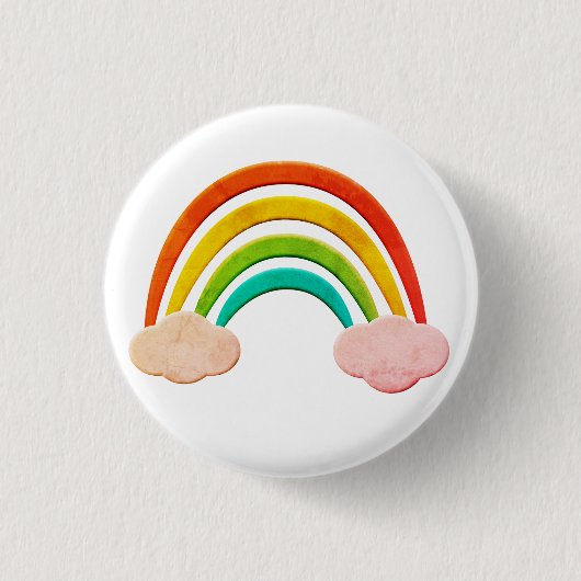  papier knippen regenboog en wolken ronde button 3,2 cm (Voorkant)