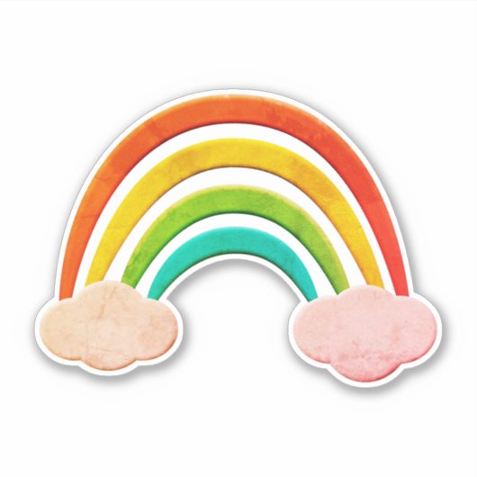  papier knippen regenboog en wolken sticker (Voorkant)