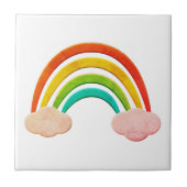  papier knippen regenboog en wolken tegeltje (Voorkant)