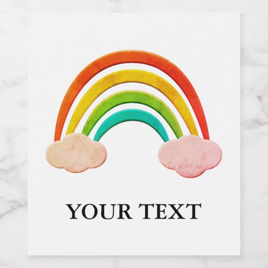  papier knippen regenboog en wolken wijn etiket (Enkel label)