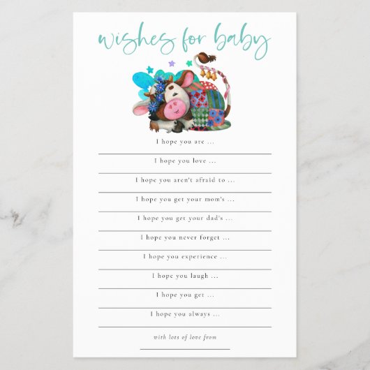 PAPIER | Koe van Farmyard wenst Baby shower Flyer (Voorkant)