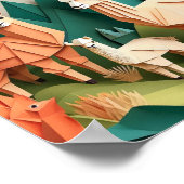 Papier Kunst Origami Alpaca's Scene 3D Poster (Hoek)