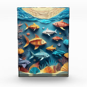 Papier Kunst Origami Zeeleven Scene 3D Fotoblokken (Voorkant)