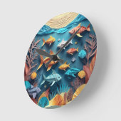 Papier Kunst Origami Zeeleven Scene 3D Ronde Klok (Hoek)