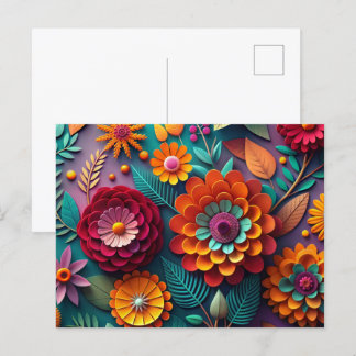 Papier kunstbloemen briefkaart