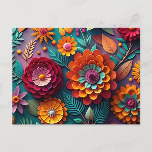 Papier kunstbloemen briefkaart (Voorkant)