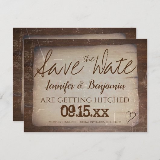  papier — landenhart opslaan Datum Aankondigingskaart (Voorkant / Achterkant)