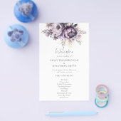 PAPIER Lila Paarse Bloemen Trouwprogramma Flyer (Enkel)
