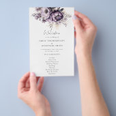 PAPIER Lila Paarse Bloemen Trouwprogramma Flyer (Hand)