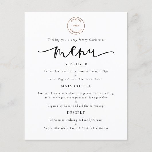 PAPIER Logo Script Corporate Kerstparty Menu (Voorkant)