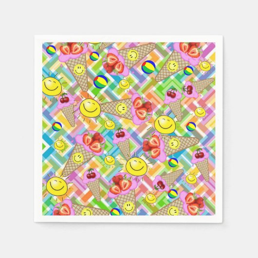 Papier luiers, aardbeienijsroom, zon servet (Voorkant)