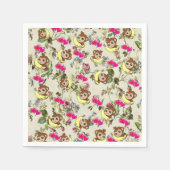 Papier luiers, apen, banaan roze harten servet (Voorkant)