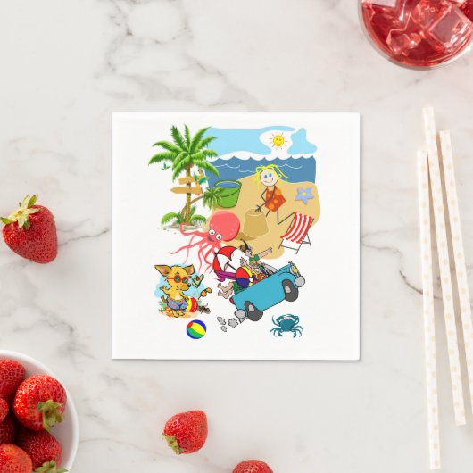 Papier luiers, Beach Fun Octopus Servet (Insitu)