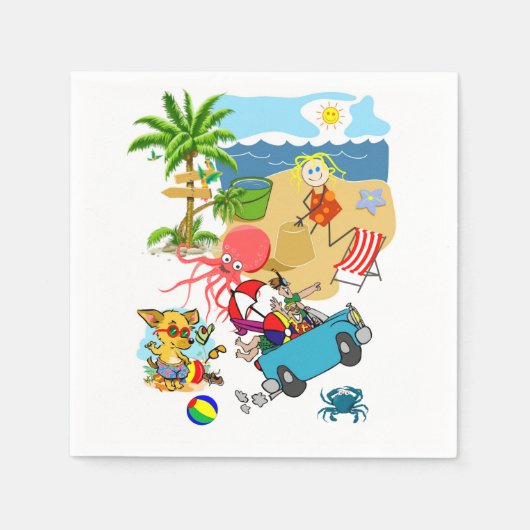 Papier luiers, Beach Fun Octopus Servet (Voorkant)