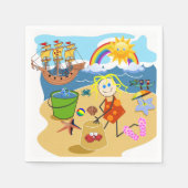 Papier-luiers, Beach Sun Rainbow Napkins Servet (Voorkant)