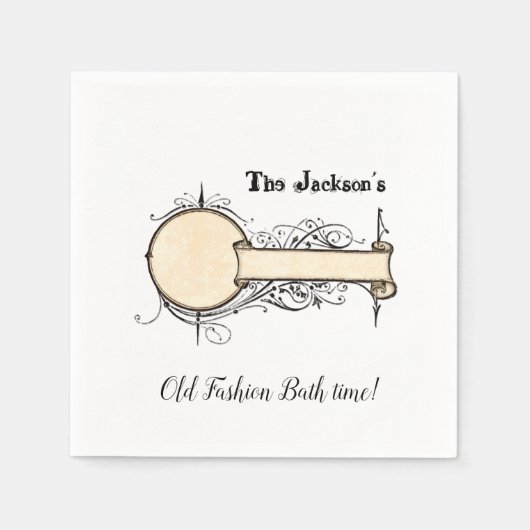 Papier luiers,  beige Old Fashion Bath Time Servet (Voorkant)