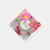 Papier luiers, Floral roze Monogram Servet (Hoek)
