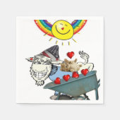 Papier luiers, geit Kitten Red Hearts-regenboog Servet (Voorkant)