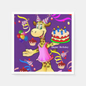 Papier luiers, Giraffe Happy Birthday Cake Servet (Voorkant)