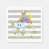 Papier-luiers, grijs- en wittestripe-unicorn servet (Voorkant)