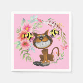 Papier luiers, kat vis Floral roze Servet (Voorkant)