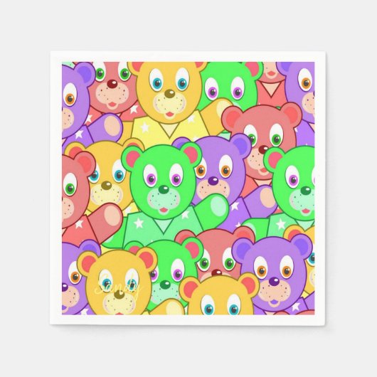 Papier luiers, kleurrijke Teddy Bear Servet (Voorkant)