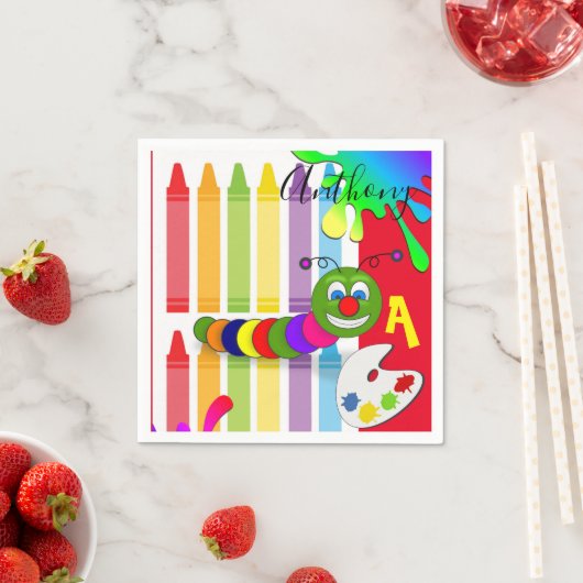 Papier luiers, kleurrijke verfworm servet (Insitu)