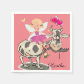 Papier luiers, lichte Koe roze harten Servet (Voorkant)