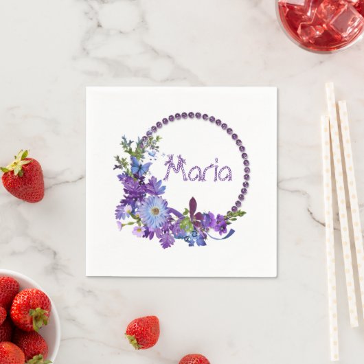 Papier luiers, paarse bloemen servet (Insitu)