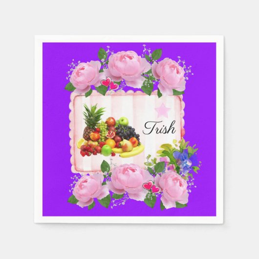Papier luiers, Paarse roze rozen Servet (Voorkant)