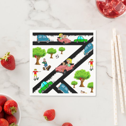 Papier luiers, Park Trees Cars Dog Napkins Servet (Insitu)