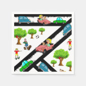 Papier luiers, Park Trees Cars Dog Napkins Servet (Voorkant)
