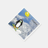 Papier luiers, Penguin Skiing Clouds Mountains Servet (Hoek)